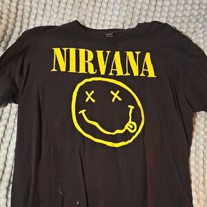 Nirvana Black T-Shirt with Yellow Graphic
